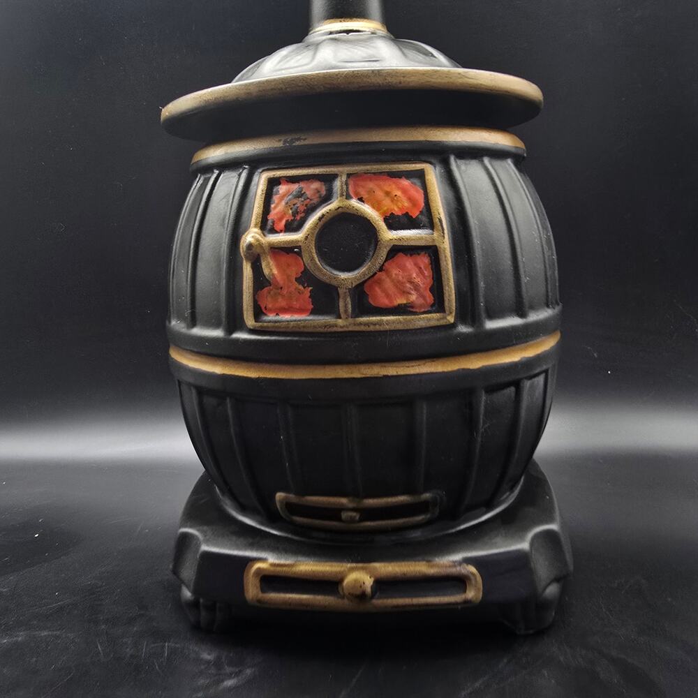 McCoy Black Pot Belly Stove Cookie Jar Vintage USA Pottery Ceramic